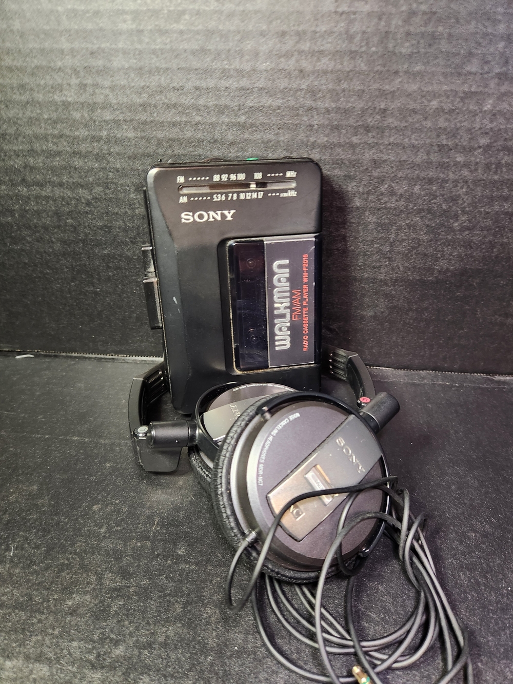 1989 Sony Walkman Cassette Player with Sony Headphones - Black